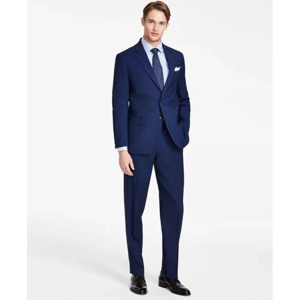 Nautica Men's Modern-Fit Bi-Stretch 2 Pc Suit Jacket Blue Size 42R Pants 44R W38